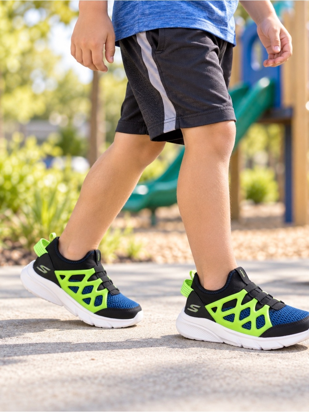 🩷. Skechers Boys' Blue & Green Athletic Sneakers